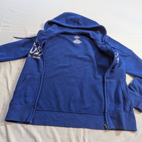Majestic "Always October" Kansas City Royals Zippered Hoodie Size S Royal Blue - Picture 12 of 12